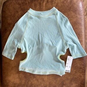 NWT Urban Outfitters Cotton Crop Top Sz XS Baby Blue Green READ T057